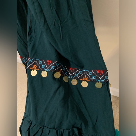 Teal / Petroleum Green Hobo Embroidered Wide Leg Pants - Picture 8 of 17
